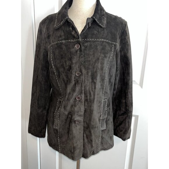 PowWow Women’s Suede Leather Jacket Thick Stitching Detail Sz 8 Western Coat - Picture 3 of 12